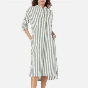 Madewell Poplin Oversized Midi Length Shirtdress in Stripe
